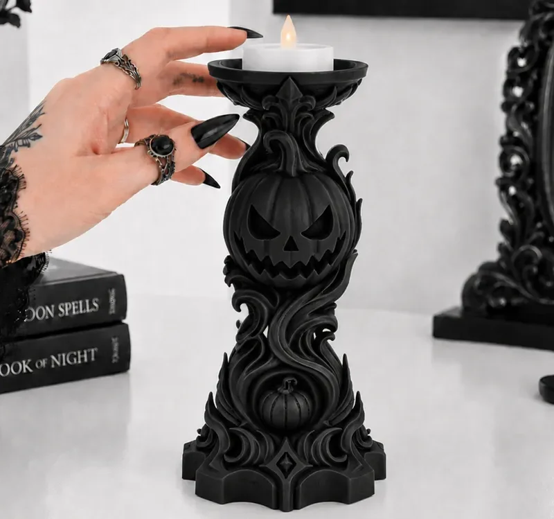 Porta Velas Abóbora - Black Pumpkin