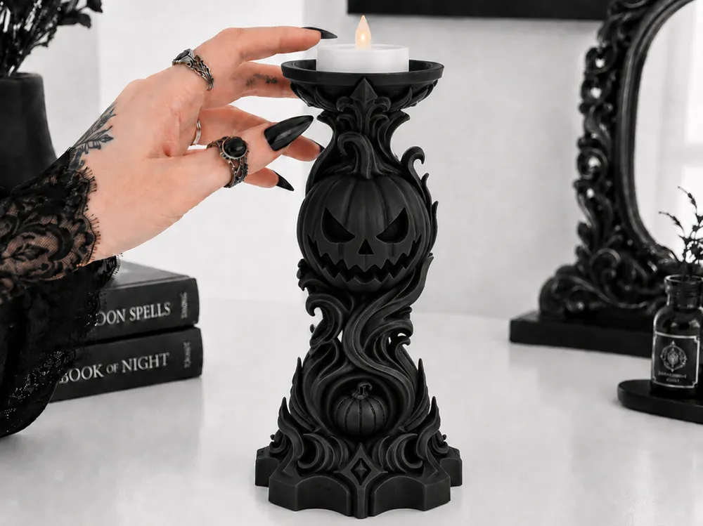 Porta Velas Abóbora - Black Pumpkin